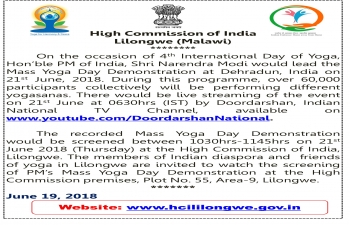 Screening of Mass Yoga Day Demonstration on 21 June 2018